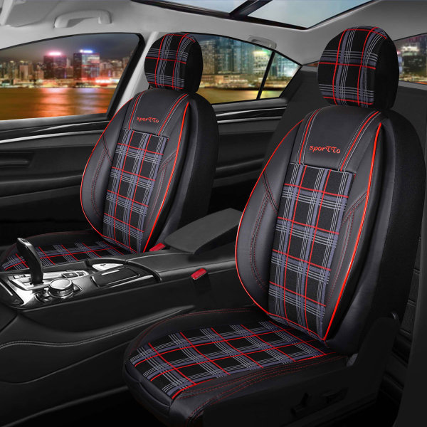 Sitzbezüge passend für Alfa Romeo 159 Set SporTTo in Schwarz/Rot