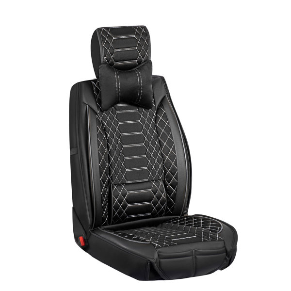 Sitzbezüge passend für Audi A1 ab Bj. 2011 in Schwarz/Weiß 2er Set Karomix