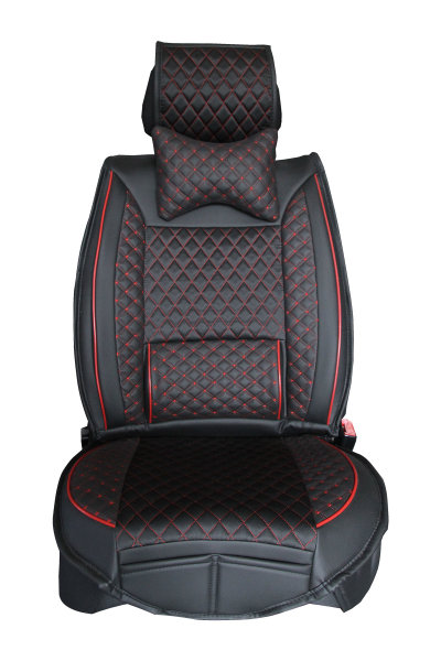 Sitzbezüge passend für Audi A1 ab Bj. 2011 in Schwarz/Rot 2er Set Karodesign