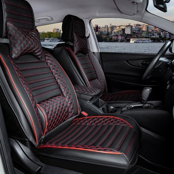 Sitzbezüge passend für Audi A5 ab Bj. 2008 in Schwarz/Rot Set Paris