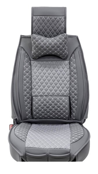 Sitzbezüge passend für Audi Q2 ab 2016 in Dunkelgrau 2er Set Karodesign