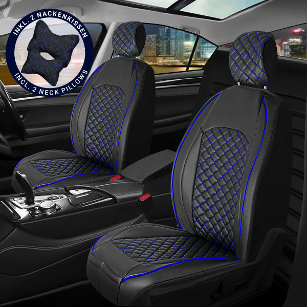 Sitzbezüge passend für Audi Q7 ab 2005 in Schwarz/Blau Set New York
