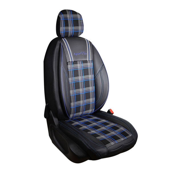 Sitzbezüge passend für BMW 7er Set SporTTo in Schwarz/Blau