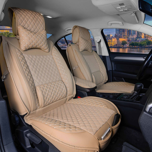 Sitzbezüge passend für BMW X4 ab 2014 in Beige 2er Set Karodesign