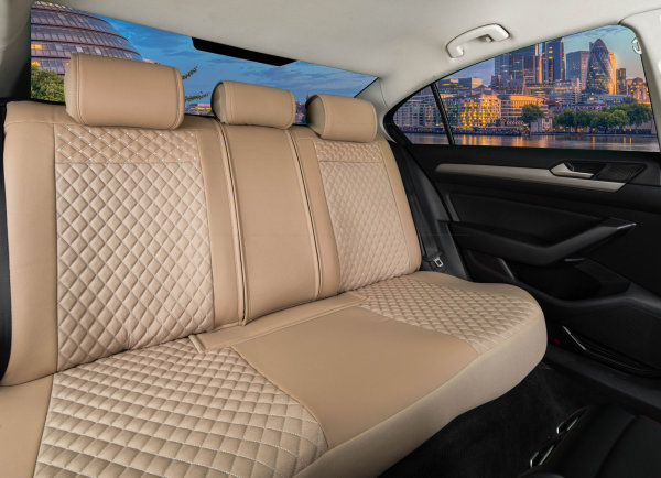 Sitzbezüge passend für BMW X7 ab 2019 in Beige 2er Set Karodesign