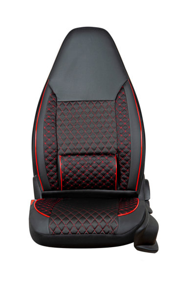 Sitzbezüge passend für Bürstner Wohnmobil Camper Caravan in Schwarz/Rot 2er Set Pilotdesign