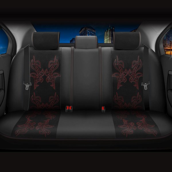 Sitzbezüge passend für Chevrolet Trax ab 2013 in Schwarz/Rot 2er Set Tokio