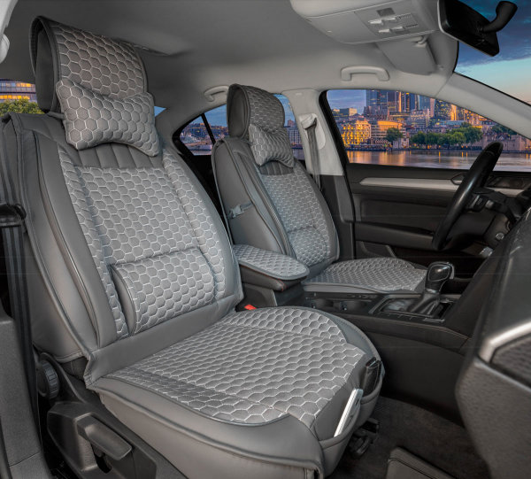 Sitzbezüge passend für Chevrolet Trax ab 2013 in Dunkelgrau 2er Set Wabendesign