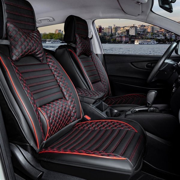 Sitzbezüge passend für Citroen C4 Cactus ab 2014 in Schwarz/Rot Set Paris