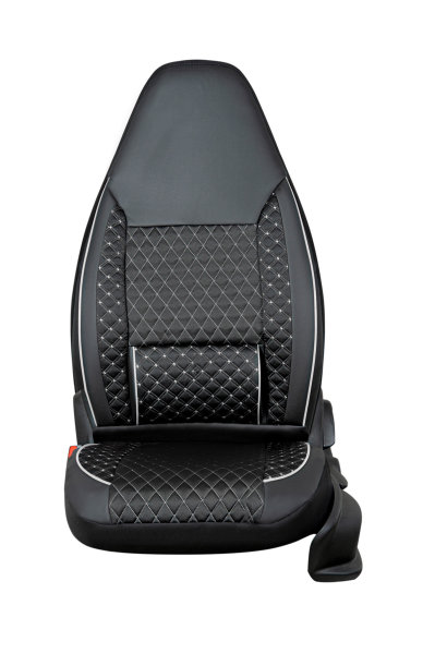 Sitzbezüge passend für Citroen Jumper Wohnmobil Camper Caravan ab Bj. 2006 in Schwarz/Weiß 2er Set Pilotdesign