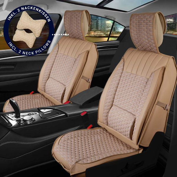 Sitzbezüge passend für Dodge Caliber Bj. 2006-2012 in Beige 2er Set Wabendesign
