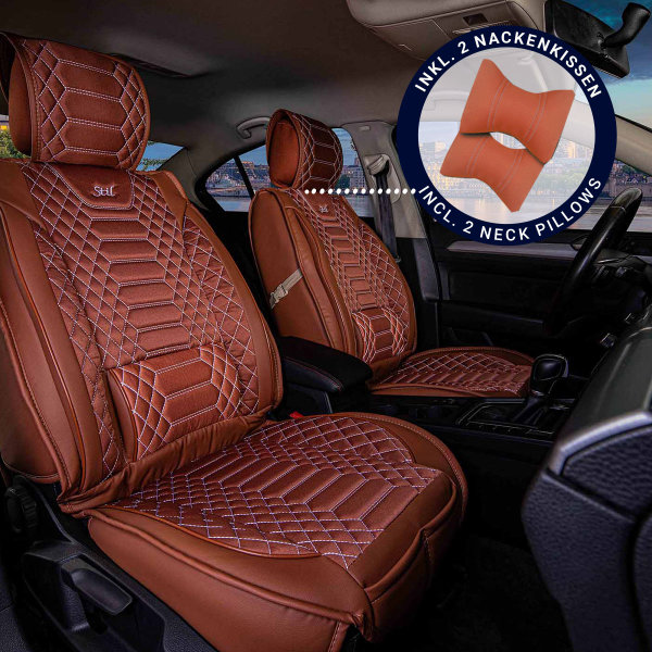 Sitzbezüge passend für Dodge Caliber Bj. 2006-2012 in Zimt 2er Set Karomix