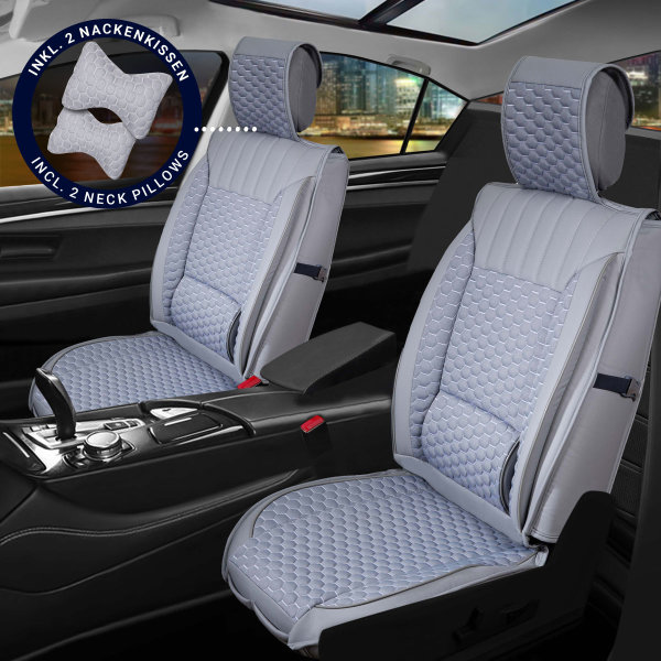 Sitzbezüge passend für Dodge Caliber Bj. 2006-2012 in Grau 2er Set Wabendesign