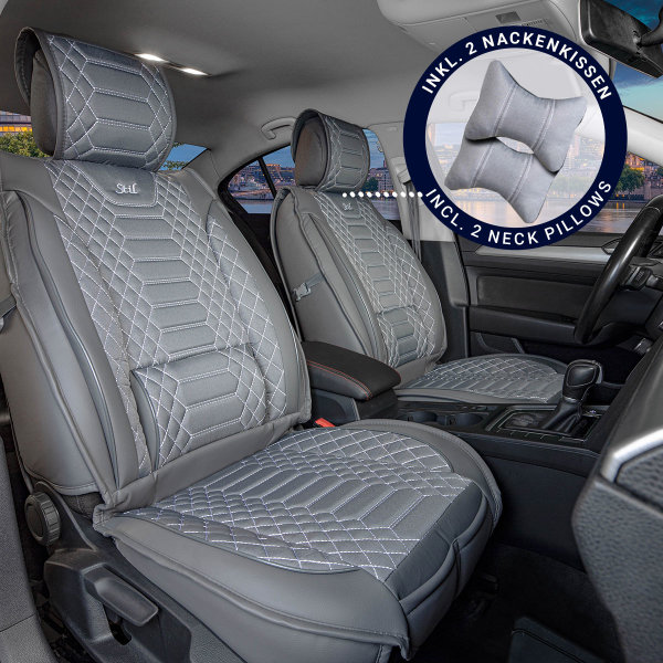 Sitzbezüge passend für Hyundai i30 ab Bj. 2007 in Grau 2er Set Karomix