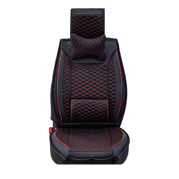 Sitzbezüge passend für Hyundai Veloster ab Bj. 2011 in Schwarz/Rot 2er Set Wabendesign