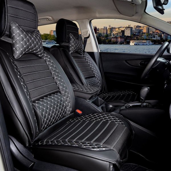 Sitzbezüge passend für Jaguar XE ab Bj. 2015 in Schwarz/Weiß Set Paris