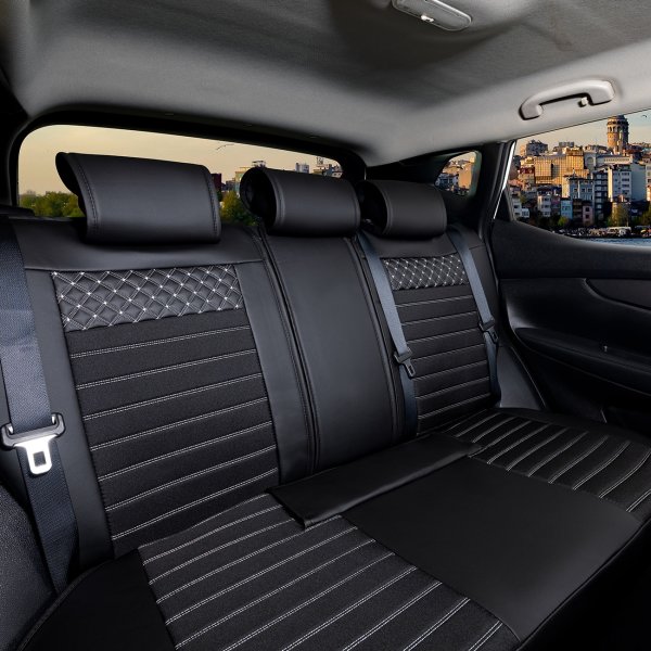 Sitzbezüge passend für Jaguar XE ab Bj. 2015 in Schwarz/Weiß Set Paris