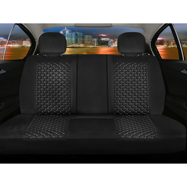 Sitzbezüge passend für Jaguar XE ab Bj. 2015 in Schwarz/Weiß Set New York