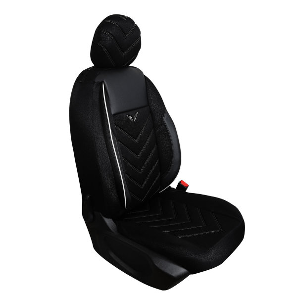 Sitzbezüge passend für Kia Rio ab Bj. 2000 Set Los Angeles in Schwarz/Weiß