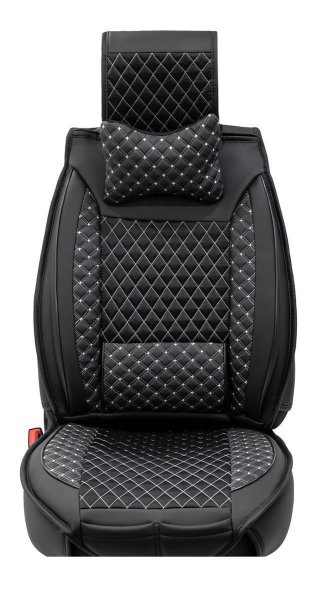 Sitzbezüge passend für Mazda 2 ab Bj. 2003 in Schwarz/Weiß 2er Set Karodesign