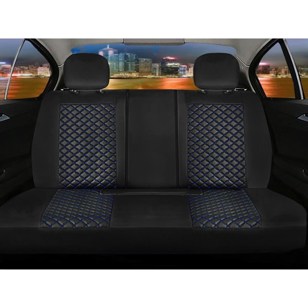 Sitzbezüge passend für Mazda 2 ab Bj. 2003 in Schwarz/Blau Set New York