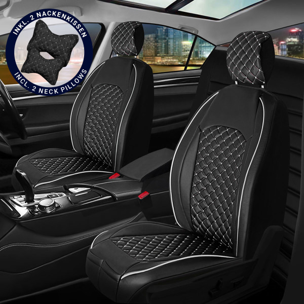Sitzbezüge passend für Mazda 2 ab Bj. 2003 in Schwarz/Weiß Set New York