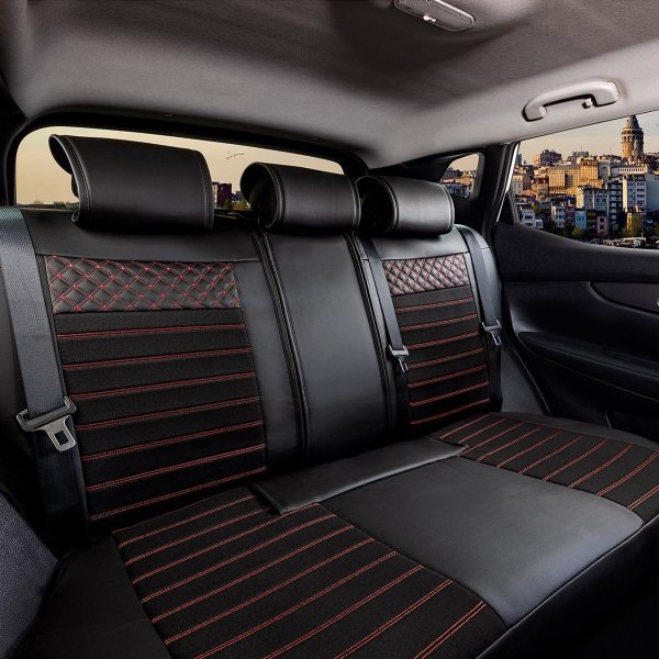 Sitzbezüge passend für Mazda CX-30 ab Bj. 2019 in Schwarz/Rot Set Paris