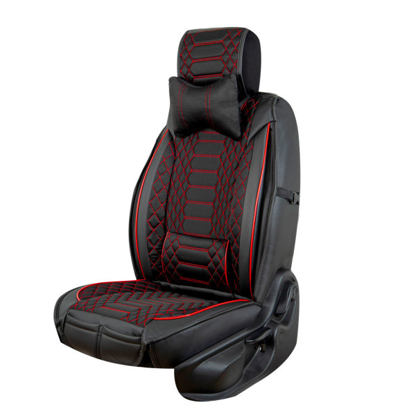 Sitzbezüge passend für Nissan Note ab Bj. 2006 in Schwarz/Rot 2er Set Karomix