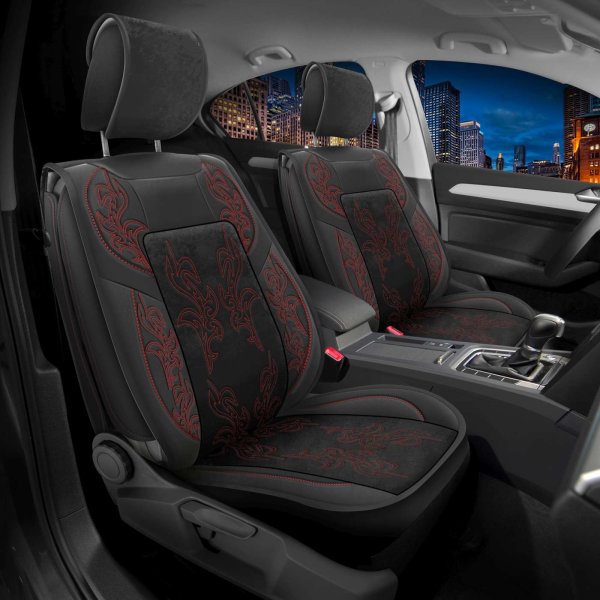 Sitzbezüge passend für Opel Mokka/Mokka X ab 2012 in Schwarz/Rot 2er Set Tokio