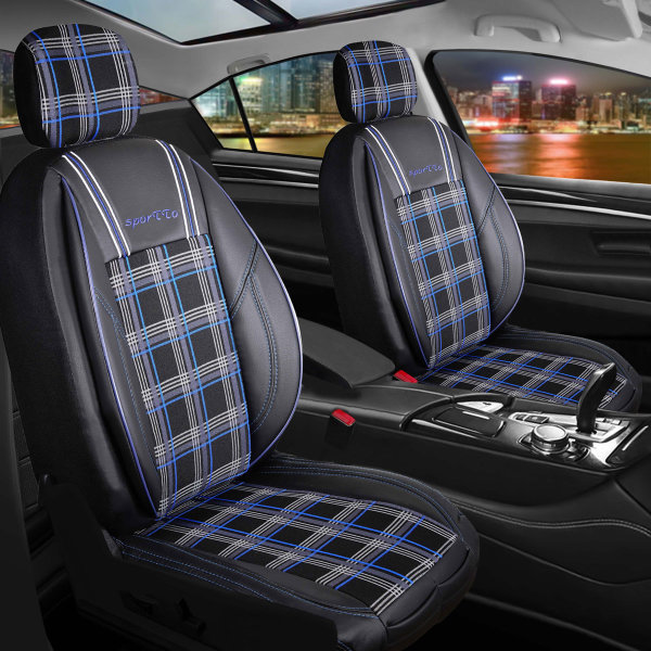 Sitzbezüge passend für Saab 9-5 Set SporTTo in Schwarz/Blau