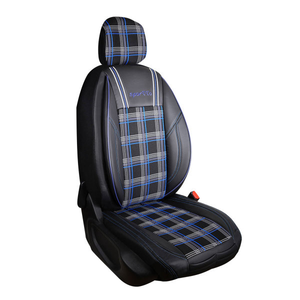 Sitzbezüge passend für Saab 9-5 Set SporTTo in Schwarz/Blau