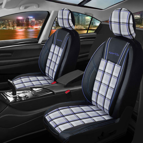 Sitzbezüge passend für Saab 9-5 Set SporTTo in Grau/Blau