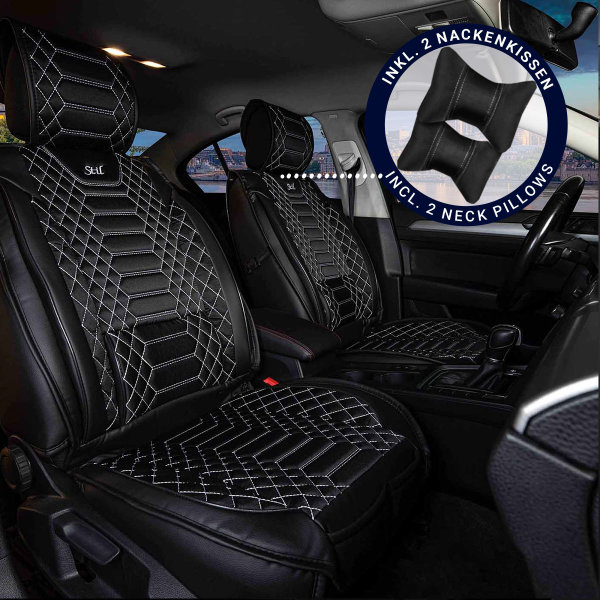 Sitzbezüge passend für Seat Altea ab Bj. 2004 in Schwarz/Weiß 2er Set Karomix