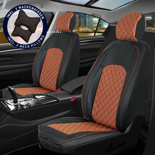 Sitzbezüge passend für Seat Altea ab Bj. 2004 in Schwarz/Zimt Set New York