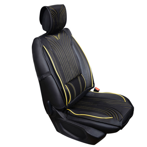 Sitzbezüge passend für Seat Leon Set Boston in Schwarz/Gelb