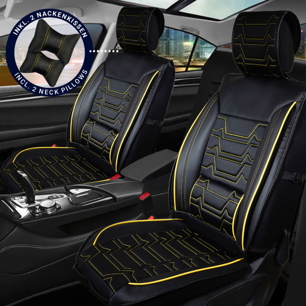 Sitzbezüge passend für Seat Leon Set Nashville in Schwarz/Gelb