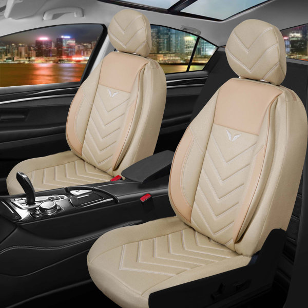 Sitzbezüge passend für Skoda Karoq ab Bj. 2017 Set Los Angeles in Beige
