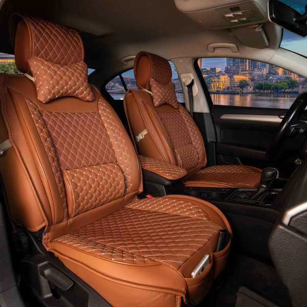 Sitzbezüge passend für Ssangyong Rexton ab 2001 in Zimt 2er Set Karodesign