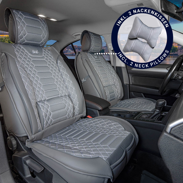 Sitzbezüge passend für VW Beetle Bj. 2011-2019 in Grau 2er Set Karomix
