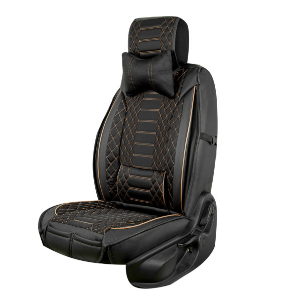 Sitzbezüge passend für VW EOS Bj. 2006-2015 in Schwarz/Beige 2er Set Karomix