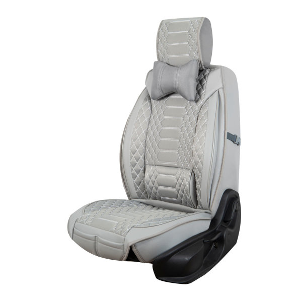 Sitzbezüge passend für VW EOS Bj. 2006-2015 in Grau 2er Set Karomix