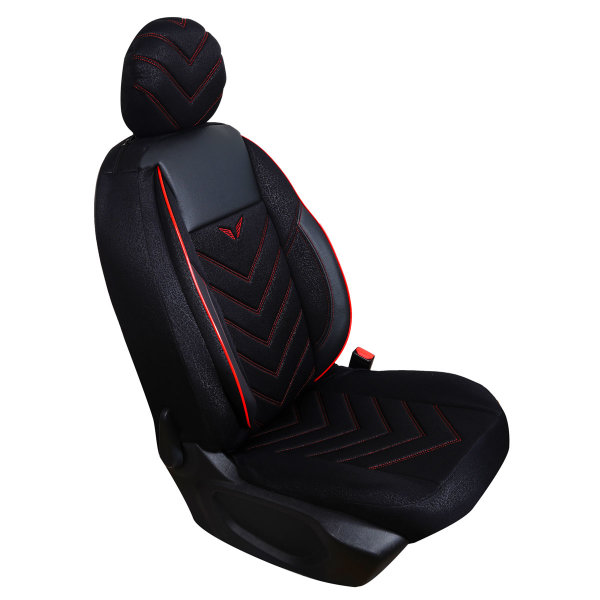 Sitzbezüge passend für VW Golf Plus ab Bj. 2004 Set Los Angeles in Schwarz/Rot