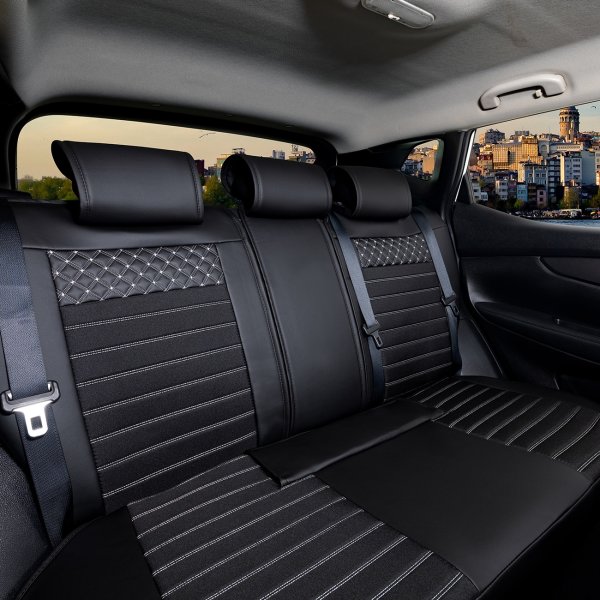 Sitzbezüge passend für Volvo S90 ab Bj. 2016 in Schwarz/Weiß Set Paris