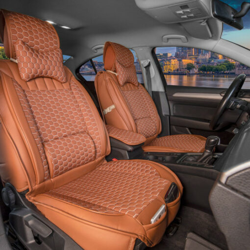 Sitzbezüge passend für Seat Ateca ab 2016 in Zimt 2er Set Wabendesign