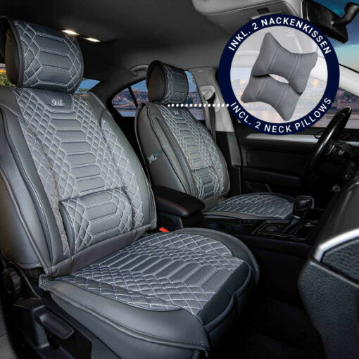 Sitzbezüge passend für VW Scirocco Bj. 2008-2017 in Dunkelgrau 2er Set Karomix